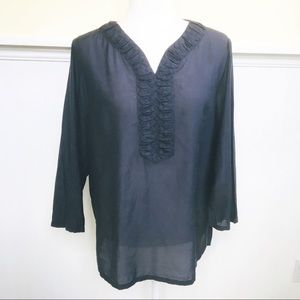 Coldwater Creek Navy Semi-Sheer Blouse M(10/12)